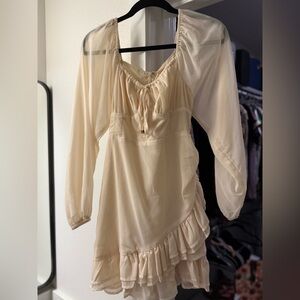 Showpo Cream Elastic Waist Blouse